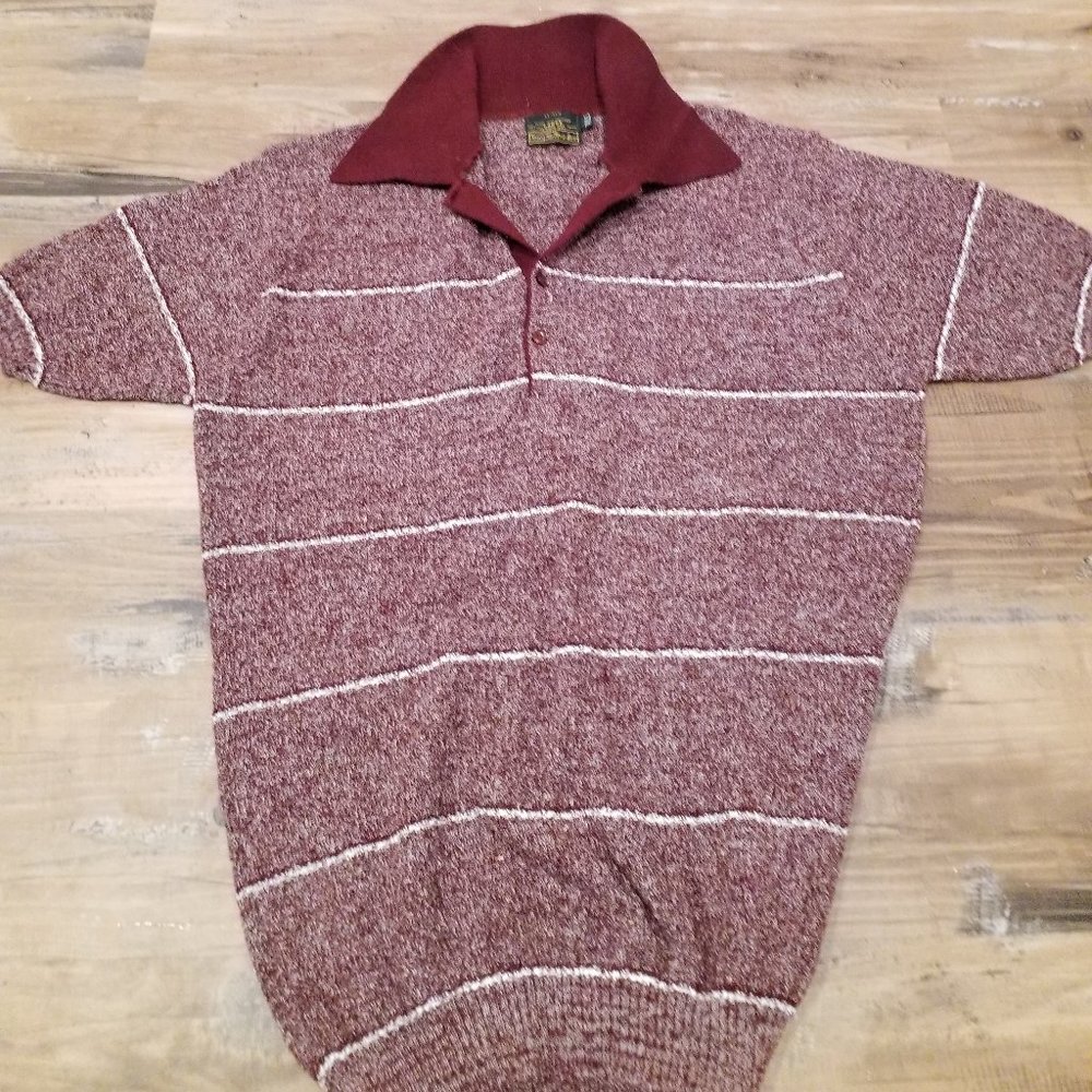 Mens maroon and white marled pullover polo - Sears Mens Store - RETRO